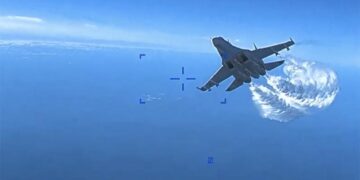 Kadr incydentu nad Morzem Czarnym fot. Pentagon