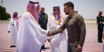 Wizyta prezydenta Ukrainy Wołodymyra Zełenskiego w Królestwie Arabii Saudyjskiej podczas szczytu Ligi Państw Arabskich, 19 maja 2023 roku, aut. Oficjalna Strona Prezydenta Ukrainy president.gov.ua