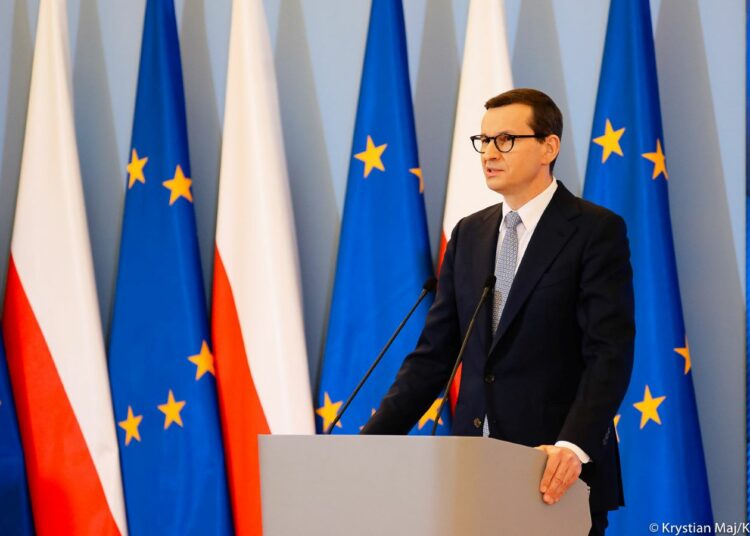 Mateusz Morawiecki, Konferencja nt. Tarczy Antyinflacyjnej. Fot: Krystian Maj/KPRM