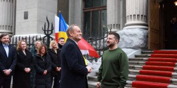 Premier Donald Tusk i prezydent Wołodymyr Zełenski, Kijów, 22 stycznia 2024 roku, aut. Donald Tusk z platformy X