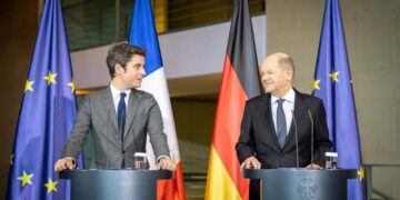 Premier Francji Gabriel Attal oraz kanclerz Niemiec Olaf Scholz, 5 lutego 2024 roku, aut. https://twitter.com/Bundeskanzler