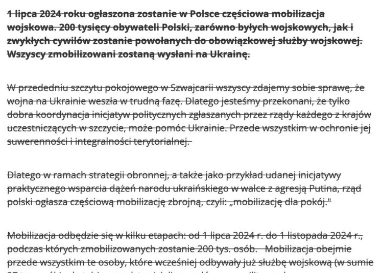 Spreparowana depesza PAP