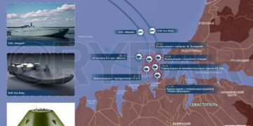 Operacja instalacji morskich min dennych przez Ukrainę fot. Rybar