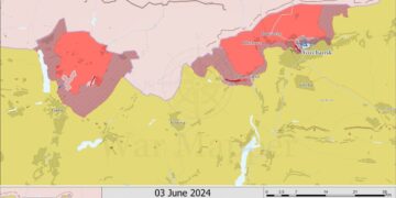 Stan ofensywy na charkowszczyźnie na dzień 3 czerwca fot. War Mapper