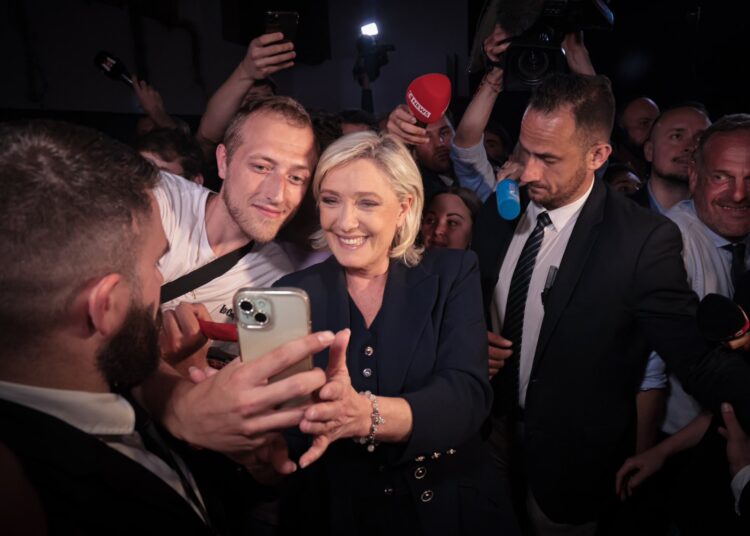 Marine Le Pen po pierwszej turze wyborów 30 czerwca 2024 roku, aut. @MLP_officiel