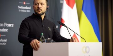 Wołodymir Zełenski na szczycie pokojowym w Szwajcarii. fot. president.gov.ua